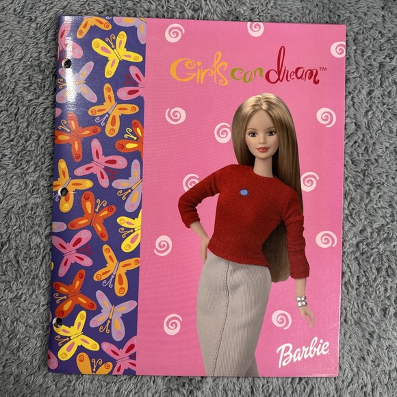 Impact, Inc. Other - Vintage 1990s Barbie 3 Ring Folder For Binder 2 Pocket Folders Art Doll Graphic
